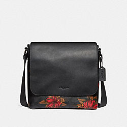CHARLES MESSENGER IN SIGNATURE CANVAS WITH HAWAIIAN LILY PRINT - COACH f24717 - QBNI6