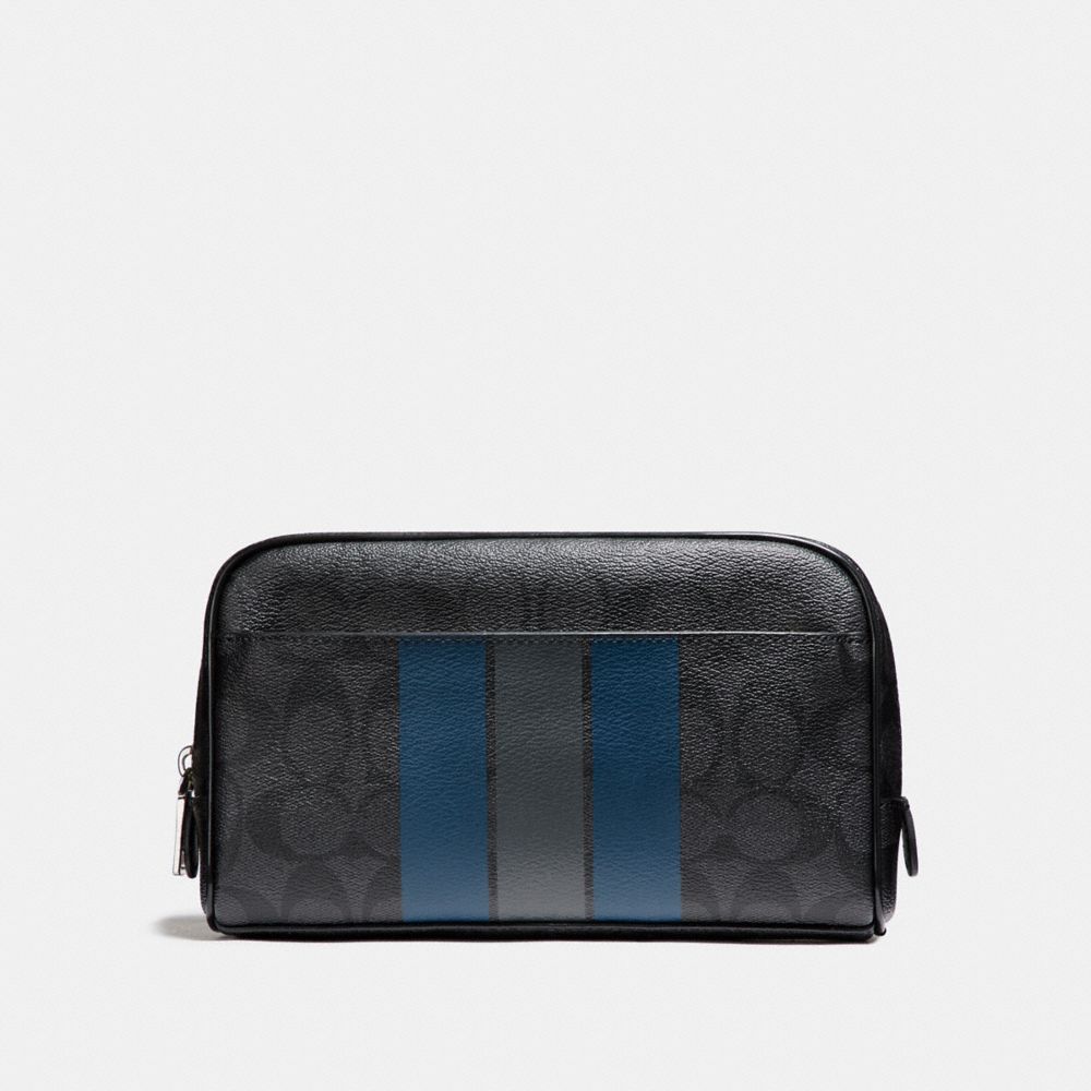 COACH F24768 Overnight Travel Kit With Varsity Stripe BLACK/DENIM/GRAPHITE