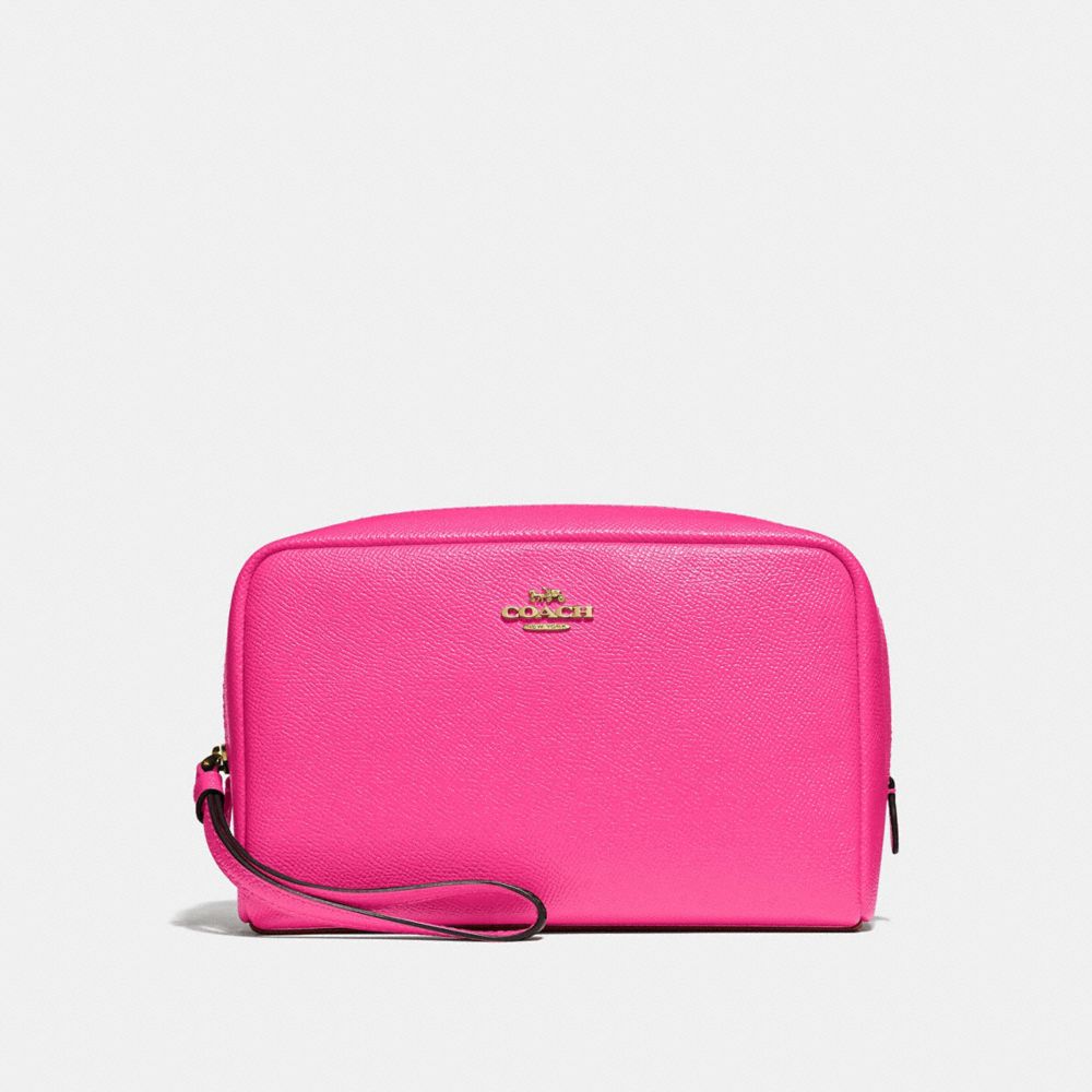 COACH BOXY COSMETIC CASE - PINK RUBY/GOLD - F24797