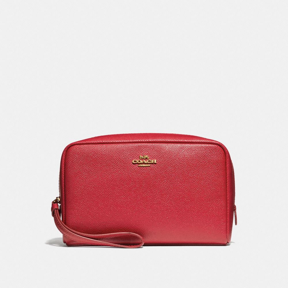 COACH BOXY COSMETIC CASE 20 - TRUE RED/IMITATION GOLD - f24797