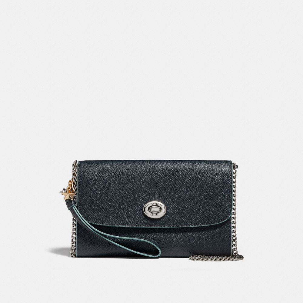CHAIN CROSSBODY WITH CHARMS - COACH f24802 - MIDNIGHT NAVY/SILVER