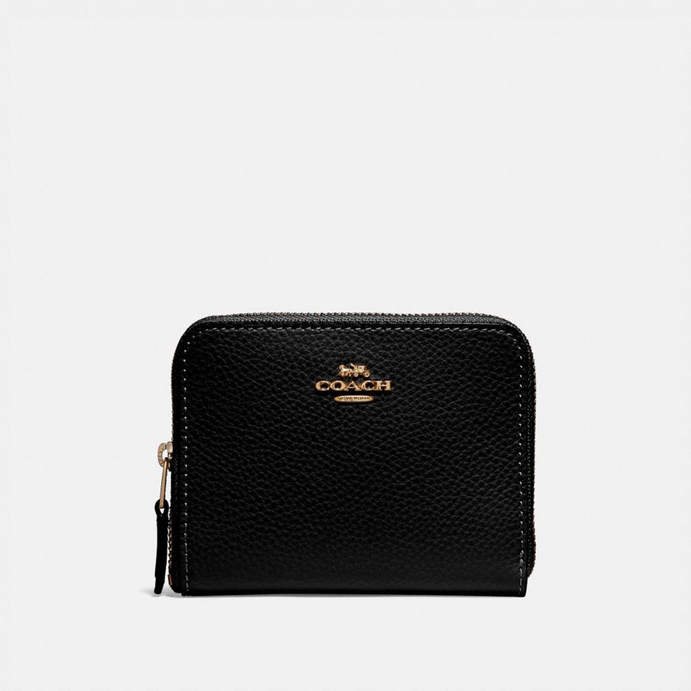 SMALL ZIP AROUND WALLET - f24808 - BLACK/IMITATION GOLD