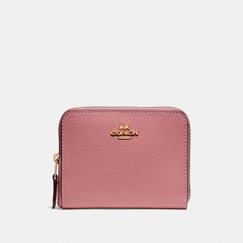 SMALL ZIP AROUND WALLET - f24808 - Vintage Pink/Imitation Gold