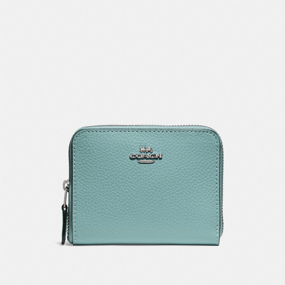 SMALL ZIP AROUND WALLET - f24808 - SILVER/AQUAMARINE