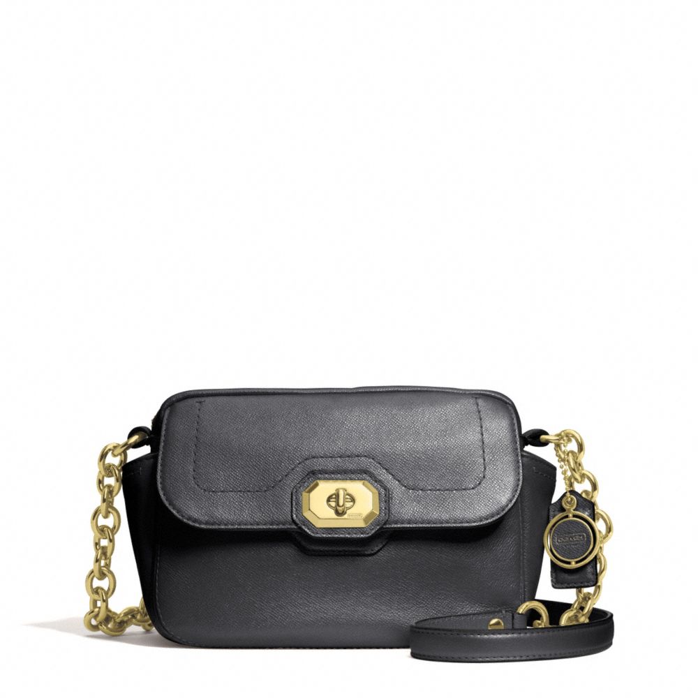 COACH F24843 Campbell Turnlock Leather Camera Bag BRASS/BLACK