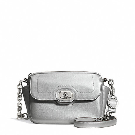 COACH F24843 CAMPBELL TURNLOCK LEATHER CAMERA BAG SILVER/PLATINUM