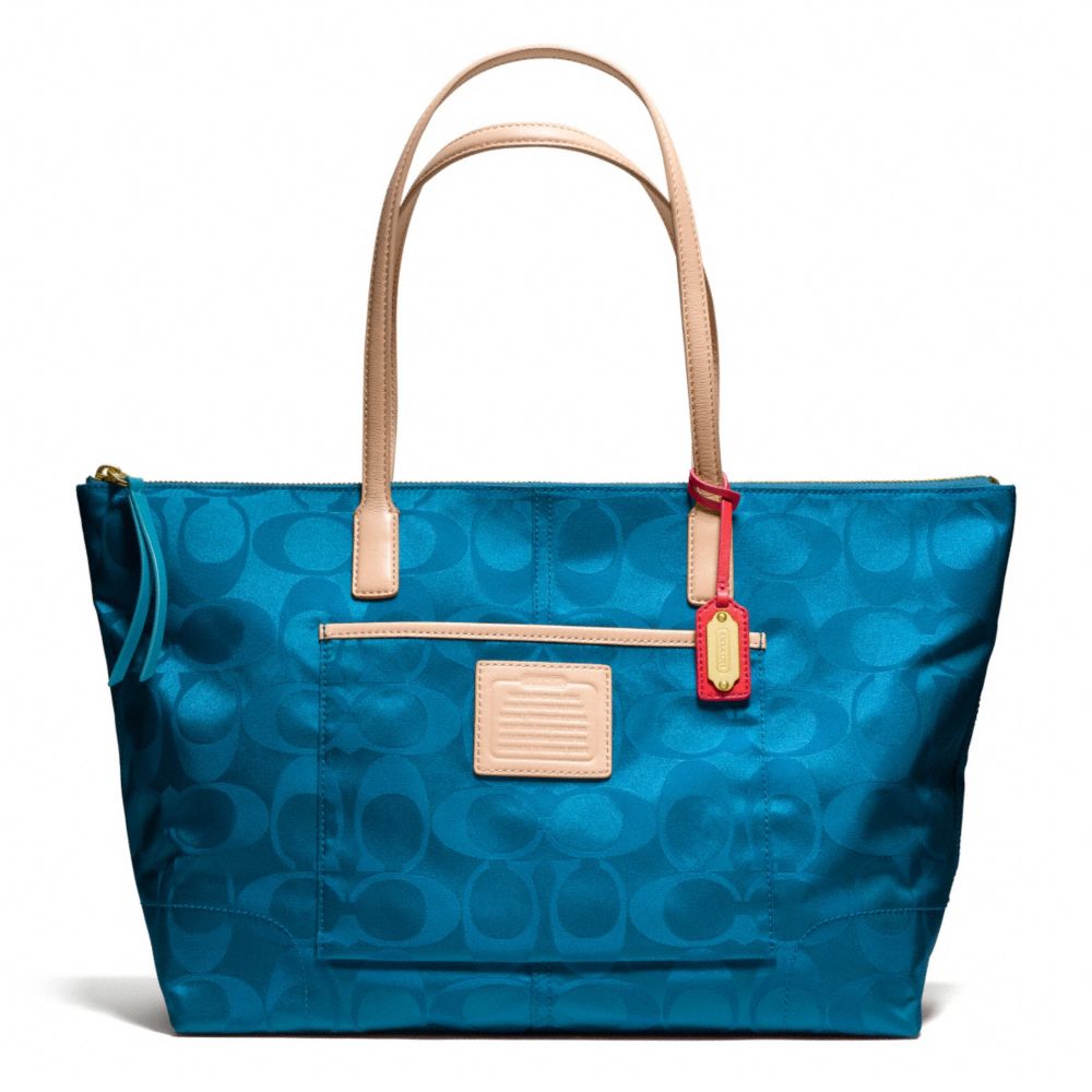 COACH F24862 Weekend Signature Nylon East/west Zip Top Tote 