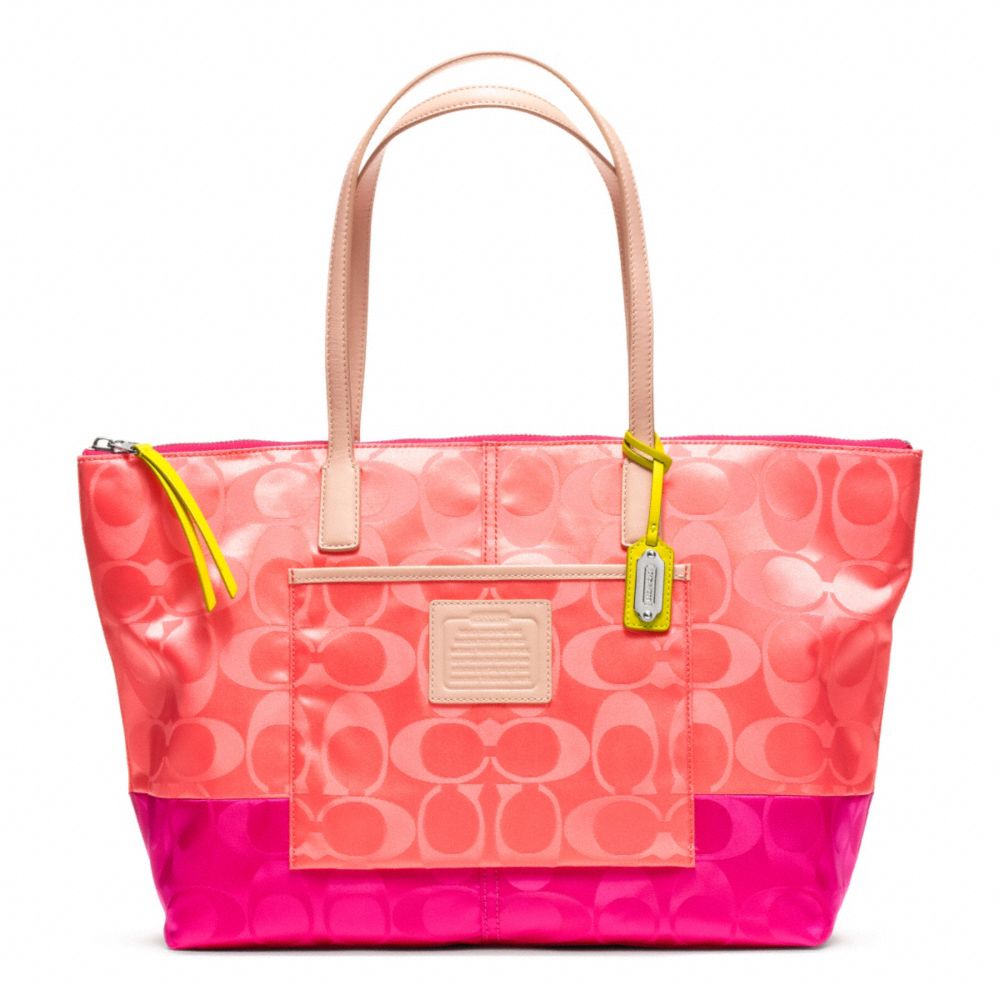 COACH F24865 Weekend Signature Colorblock Nylon East/west Tote 