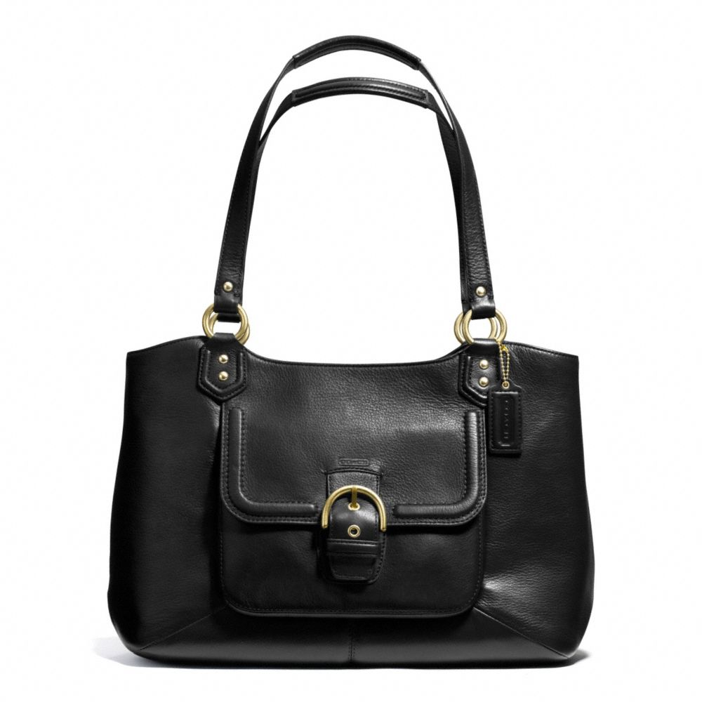 COACH F24961 CAMPBELL LEATHER BELLE CARRYALL BRASS/BLACK