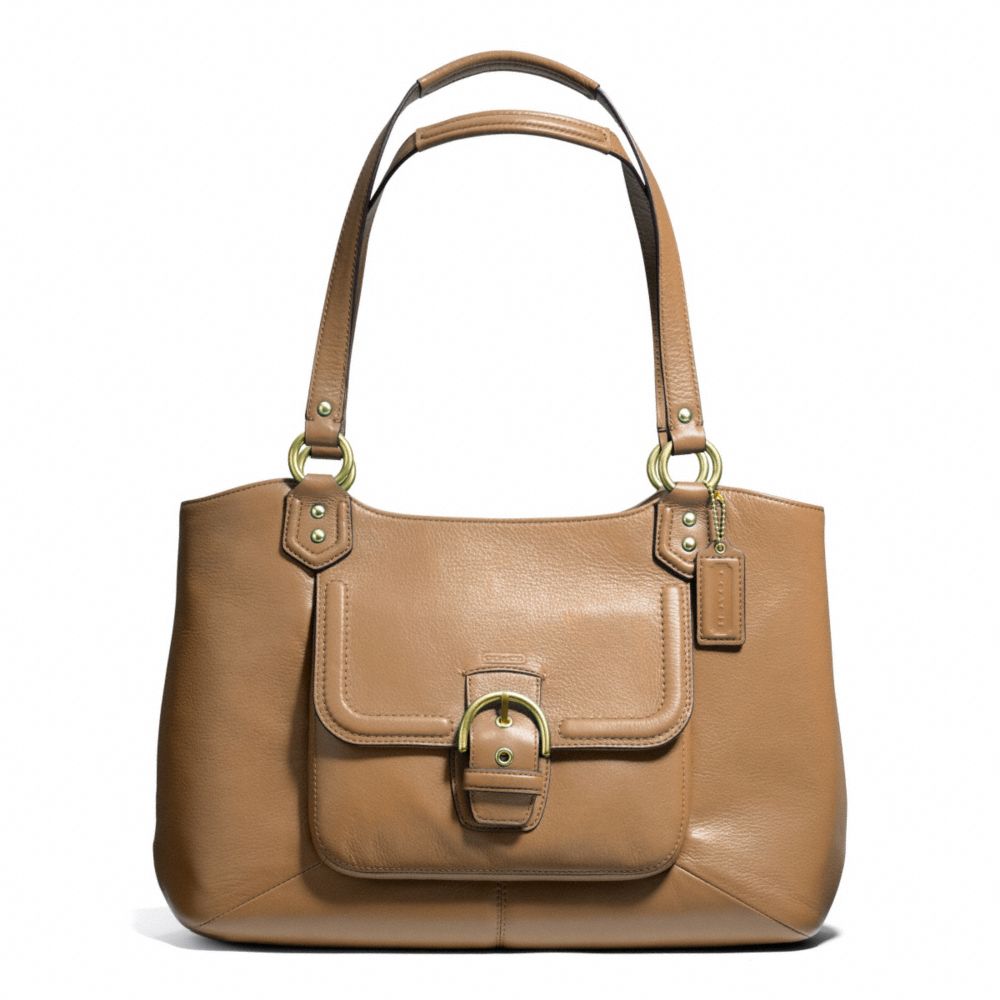 COACH F24961 - CAMPBELL LEATHER BELLE CARRYALL BRASS/CAMEL