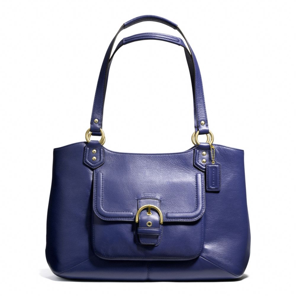 COACH F24961 - CAMPBELL LEATHER BELLE CARRYALL BRASS/MARINE NAVY