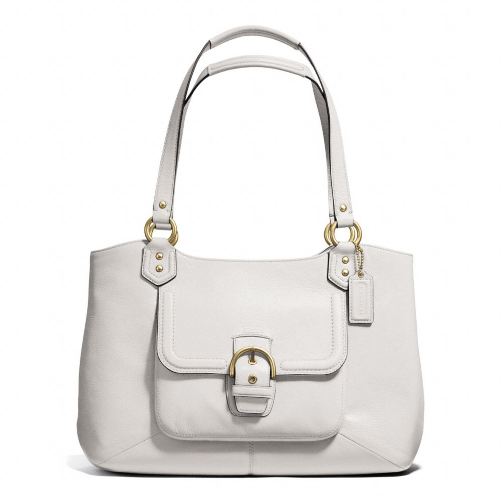 CAMPBELL LEATHER BELLE CARRYALL - BRASS/IVORY - COACH F24961