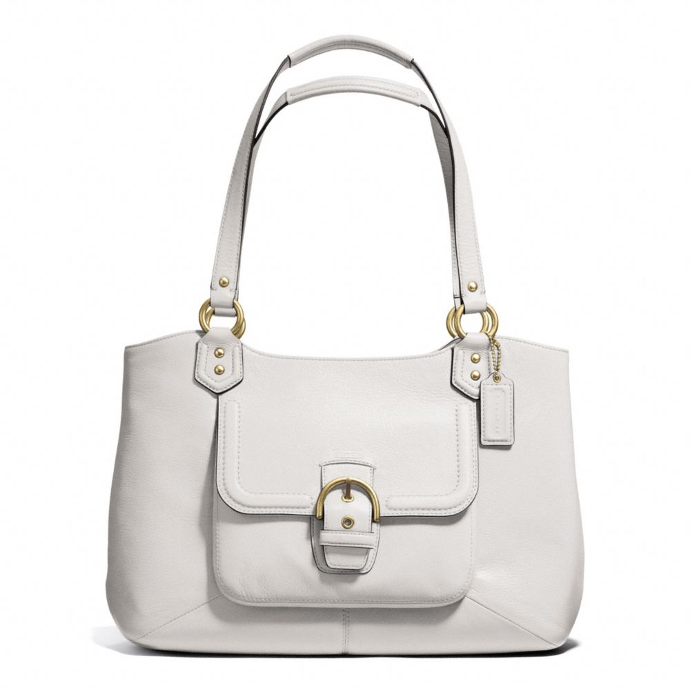 COACH f24961 CAMPBELL LEATHER BELLE CARRYALL BRASS/IVORY