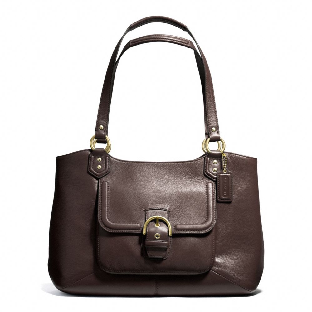 COACH F24961 - CAMPBELL LEATHER BELLE CARRYALL BRASS/MAHOGANY