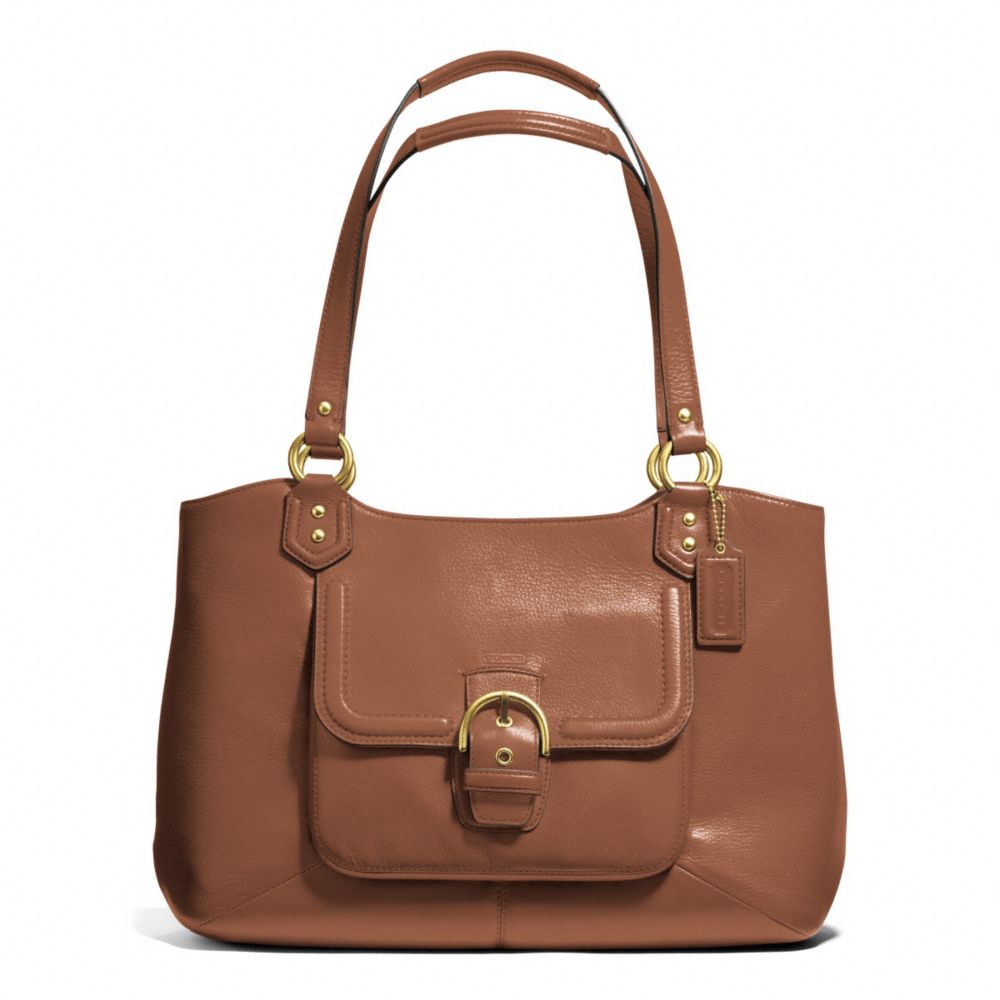 COACH F24961 - CAMPBELL LEATHER BELLE CARRYALL BRASS/SADDLE