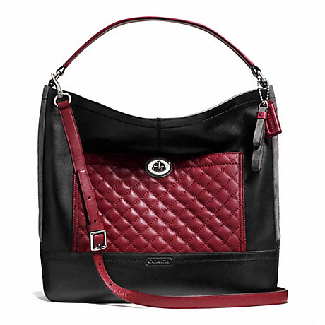 COACH PARK QUILTED COLORBLOCK HOBO - SILVER/BLACK MULTI - f24981
