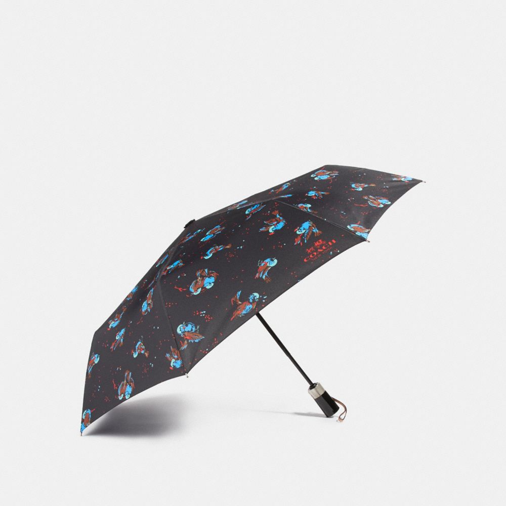 COACH F24997 Black Sparrow Umbrella SILVER/BLACK