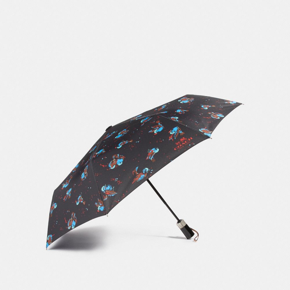 COACH BLACK SPARROW UMBRELLA - SILVER/BLACK - f24997