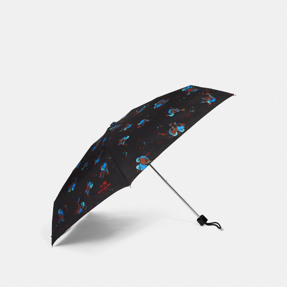 COACH F24998 Mini Black Sparrow Umbrella SILVER/BLACK