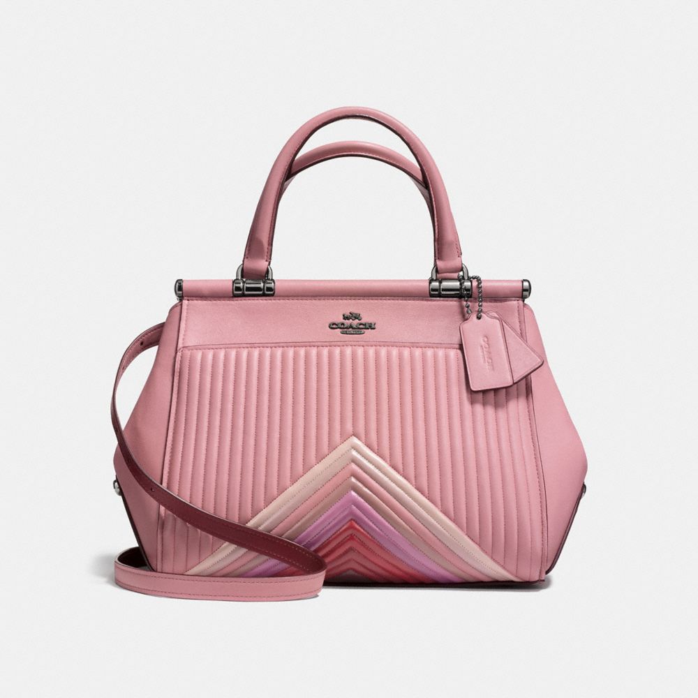 COACH F25007 - GRACE BAG WITH COLORBLOCK QUILTING DUSTY ROSE MULTI/DARK GUNMETAL