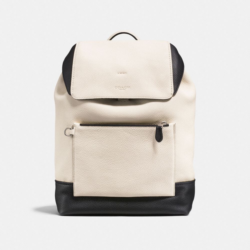 MANHATTAN BACKPACK IN COLORBLOCK - F25014 - CHALK/BLACK/BLACK ANTIQUE NICKEL