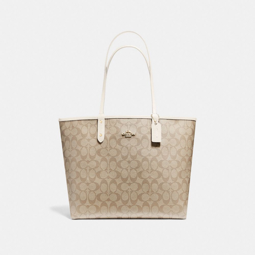 COACH F25033 REVERSIBLE CITY TOTE IN SIGNATURE CANVAS LIGHT KHAKI/CHALK/LIGHT GOLD