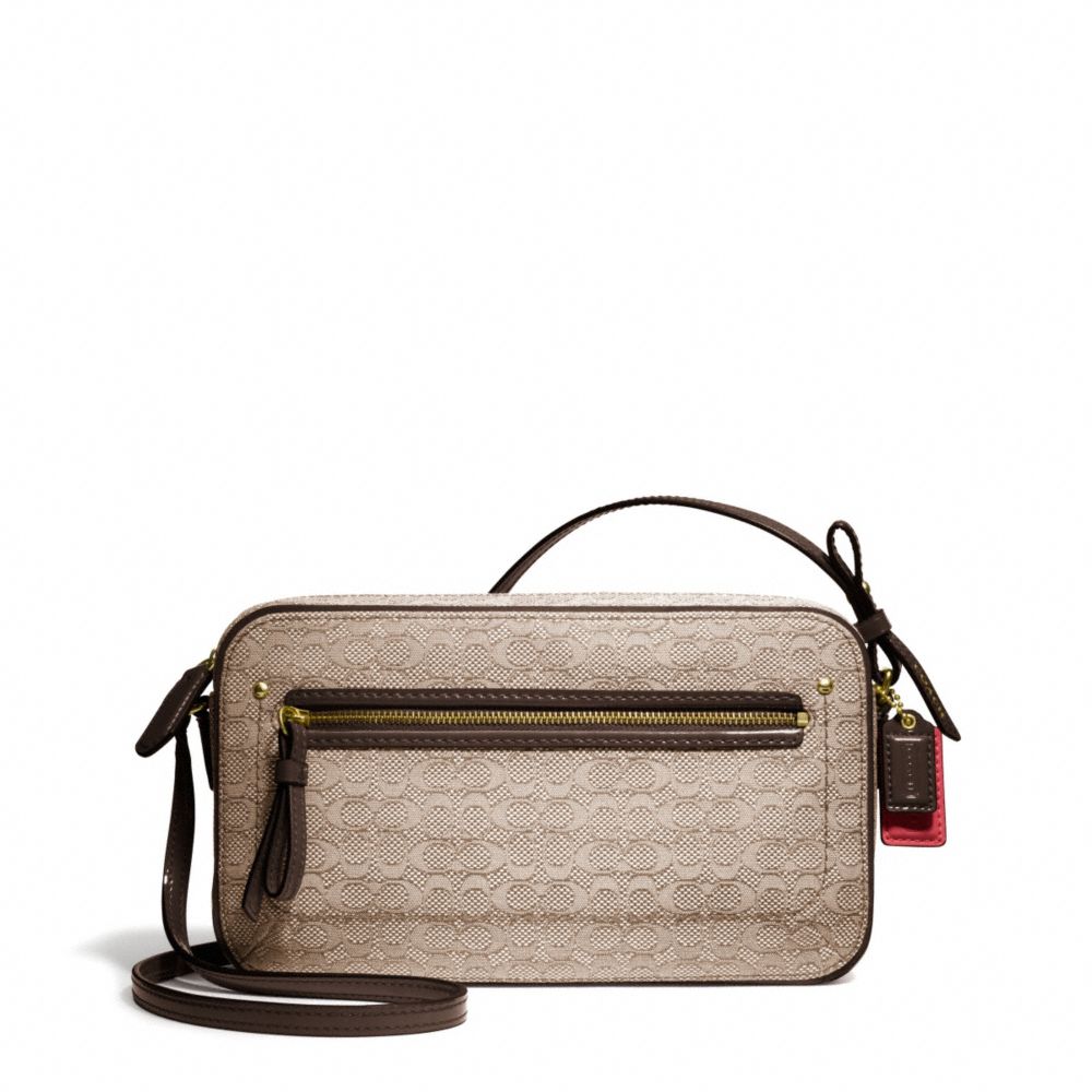 COACH POPPY OXFORD SIGNATURE C MINI FLIGHT BAG CROSSBODY - BRASS/KHAKI/MAHOGANY - F25043