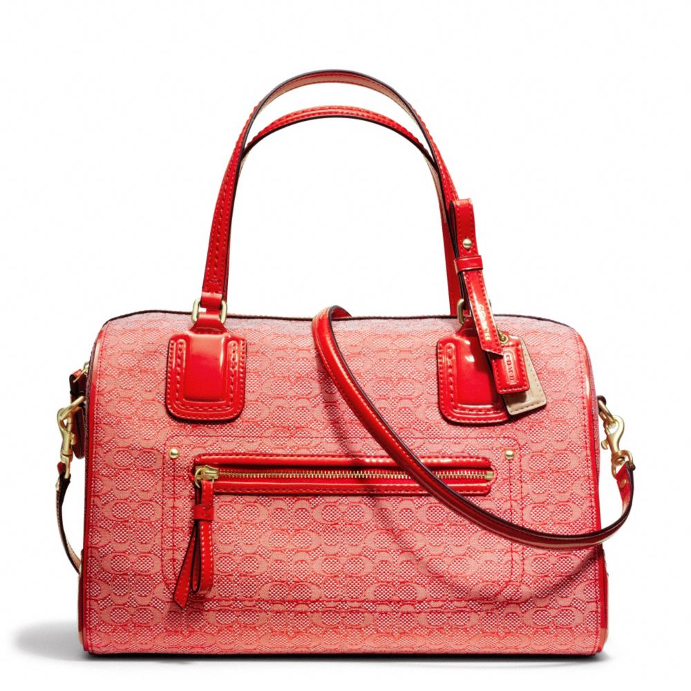 POPPY SIGNATURE C MINI OXFORD EAST/WEST SATCHEL - BRASS/TOMATO - COACH F25047