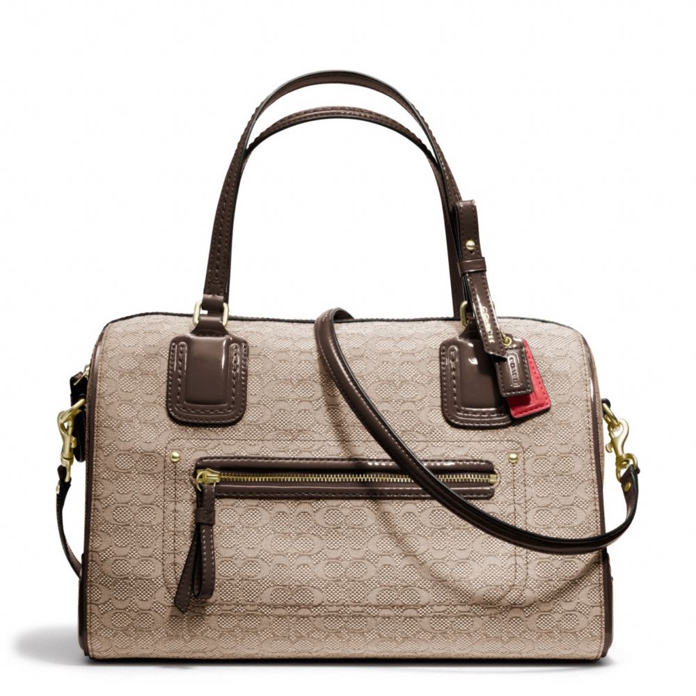 POPPY SIGNATURE C MINI OXFORD EAST/WEST SATCHEL - BRASS/KHAKI/MAHOGANY - COACH F25047