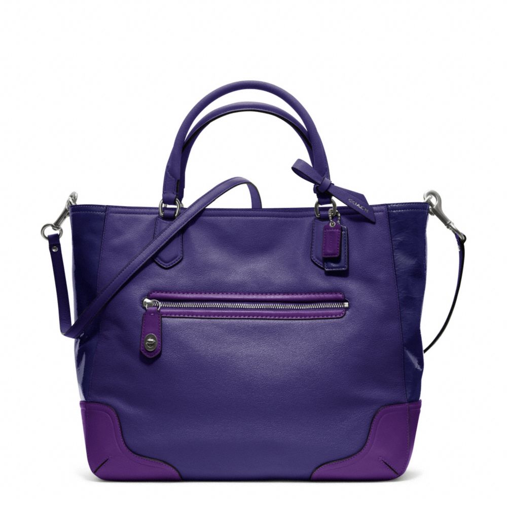 POPPY COLORBLOCK LEATHER SMALL BLAIRE TOTE - RL/BRIGHT ORCHID - COACH F25057