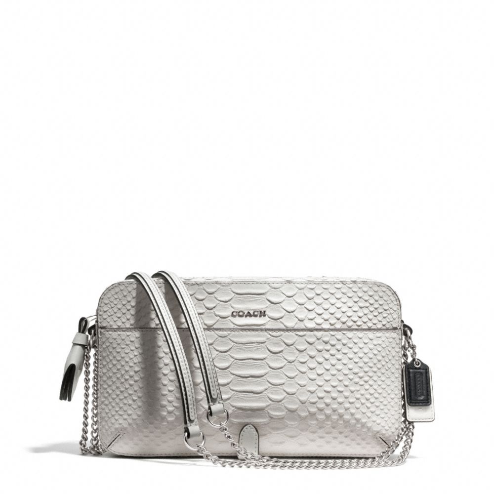 POPPY EMBOSSED PYTHON FLIGHT BAG CROSSBODY - SILVER/IVORY - COACH F25061