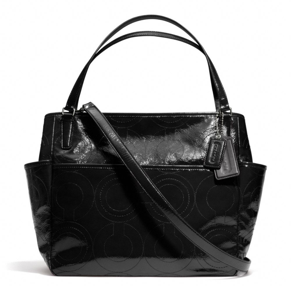 STITCHED PATENT LEATHER BABY BAG TOTE - f25141 - F25141SVBK