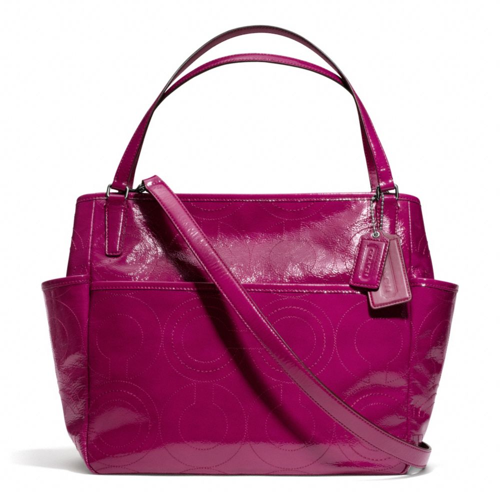 STITCHED PATENT LEATHER BABY BAG TOTE COACH F25141