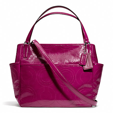 COACH f25141 STITCHED PATENT LEATHER BABY BAG TOTE 