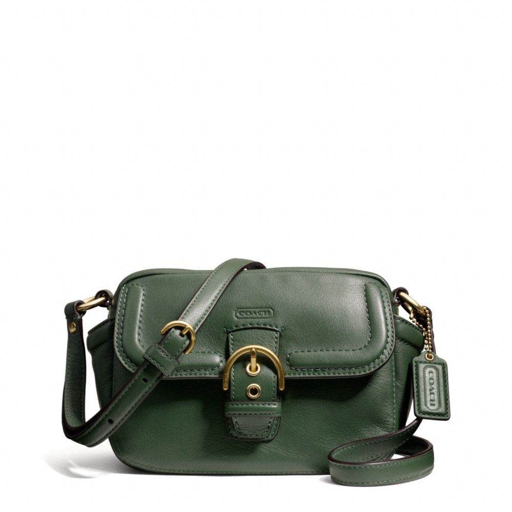 COACH F25150 Campbell Leather Camera Bag BRASS/RACING GREEN