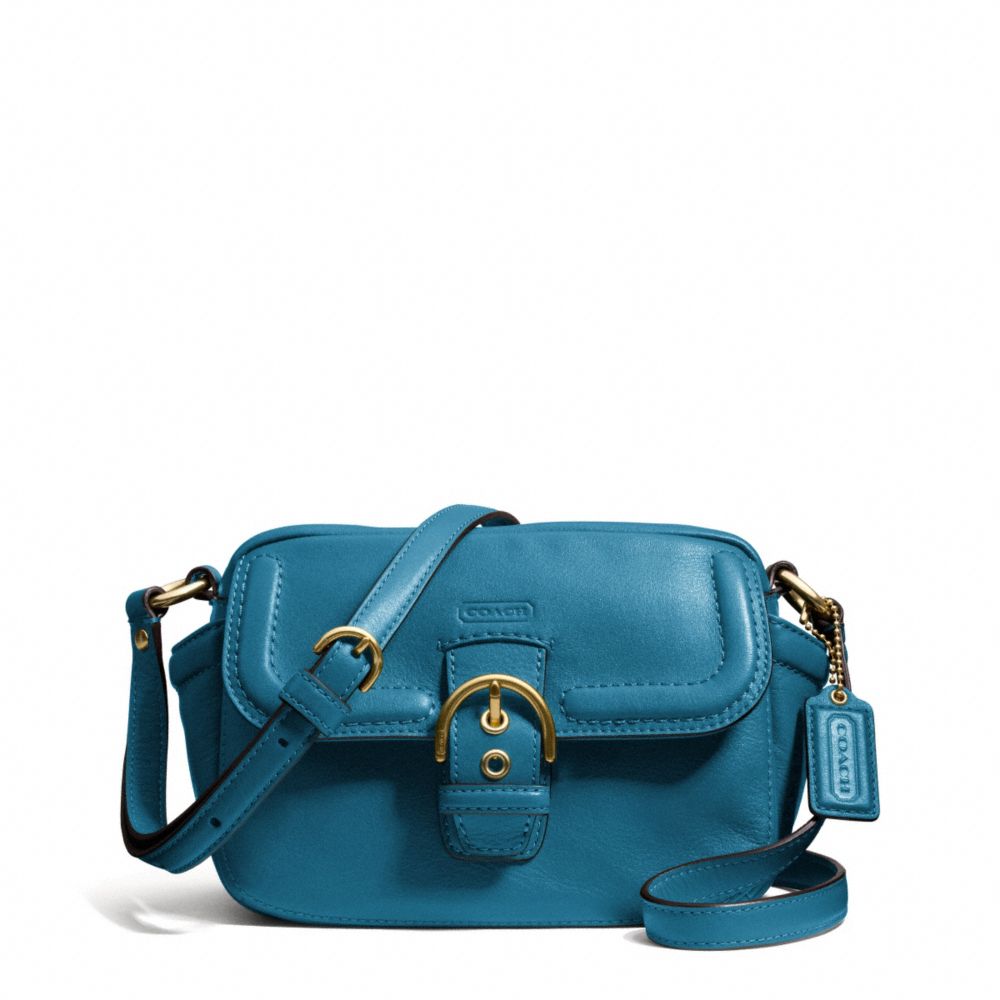 COACH F25150 Campbell Leather Camera Bag BRASS/TEAL