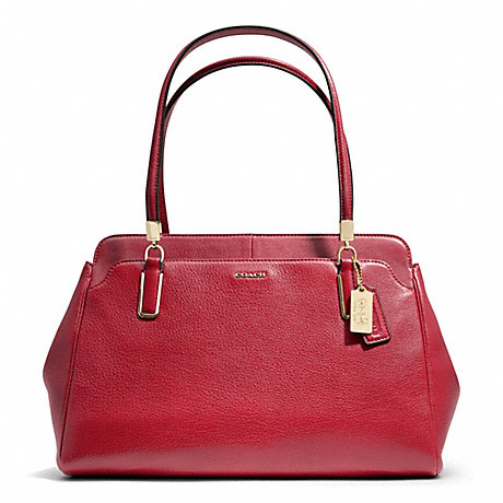 COACH F25161 MADISON LEATHER KIMBERLY CARRYALL LIGHT-GOLD/SCARLET