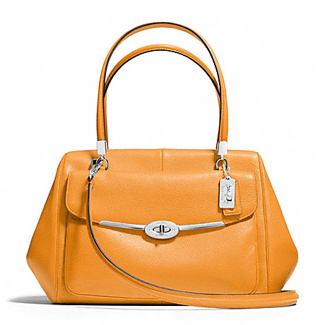COACH f25166 MADISON MADELINE EAST/WEST SATCHEL IN LEATHER  SILVER/MARIGOLD