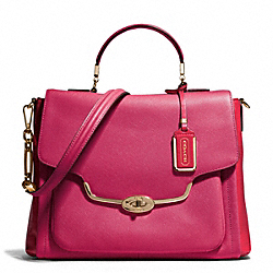 MADISON SPECTATOR SAFFIANO SADIE FLAP SATCHEL - LIGHT GOLD/RED MULTI - COACH F25167