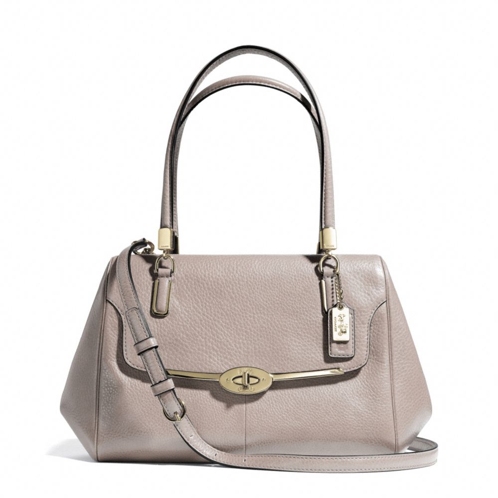 MADISON SMALL LEATHER MADELINE EAST/WEST SATCHEL - f25169 - LIGHT GOLD/GREY BIRCH