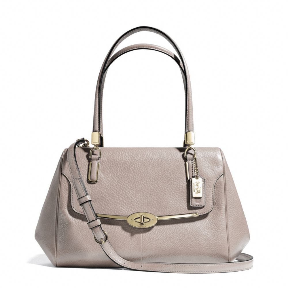 COACH MADISON SMALL LEATHER MADELINE EAST/WEST SATCHEL - LIGHT GOLD/GREY BIRCH - f25169