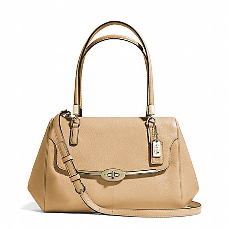 COACH f25169 MADISON SMALL LEATHER MADELINE EAST/WEST SATCHEL LIGHT GOLD/CAMEL