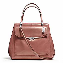 COACH MADISON METALLIC LEATHER NORTH/SOUTH SATCHEL - SILVER/ROSE GOLD - F25175