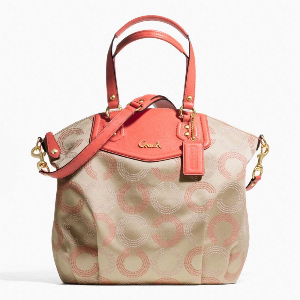 ASHLEY DOTTED OP ART NORTH/SOUTH SATCHEL COACH F25183