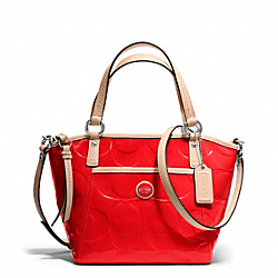 COACH SIGNATURE STRIPE EMBOSSED PATENT SMALL POCKET TOTE - ONE COLOR - F25190
