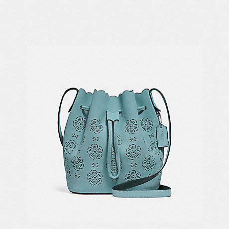COACH BUCKET BAG 18 WITH CUT OUT TEA ROSE - SILVER/MARINE - f25193