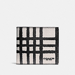 COACH F25196 Double Billfold Wallet With Wild Plaid Print CHALK/BLACK PLAID