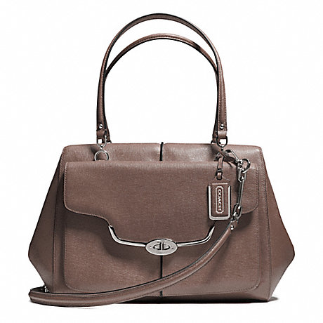 COACH MADISON TEXTURED LEATHER LARGE MADELINE EAST/WEST SATCHEL - SILVER/ASH - f25246