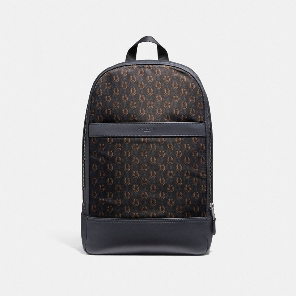 CHARLES SLIM BACKPACK WITH HORSESHOE PRINT - f25268 - NIMSB