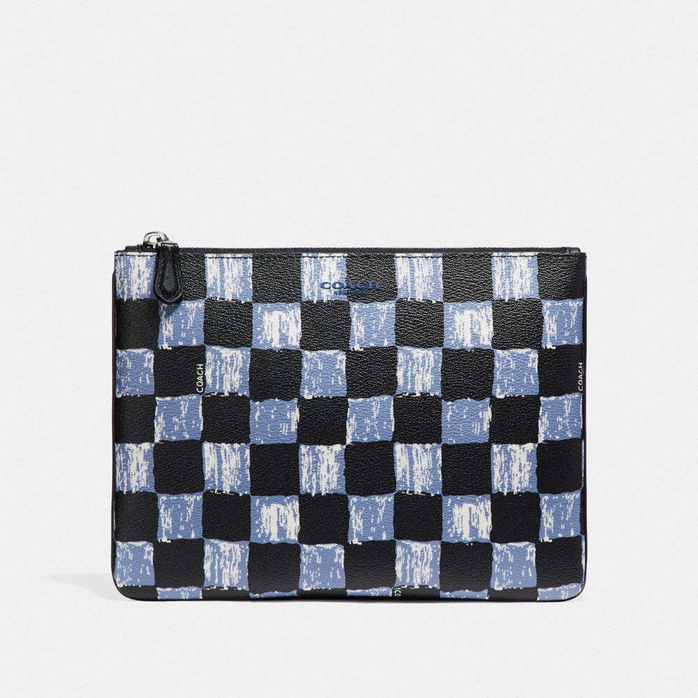 COACH MEDIUM POUCH WITH GRAPHIC CHECKER PRINT - DUSK MULTI CHECKER - f25270